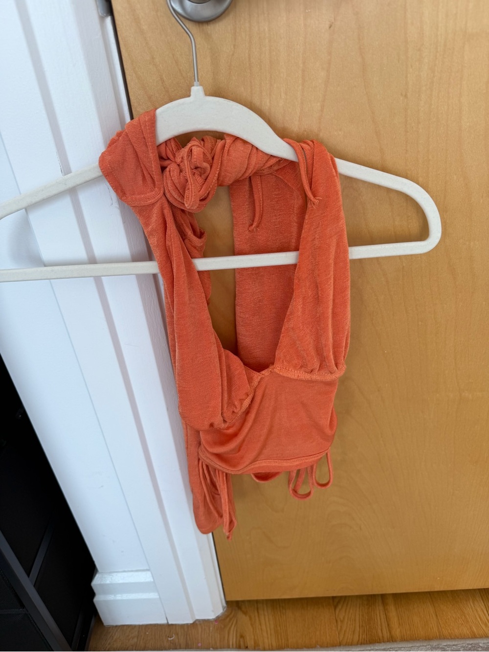 Orange Halter Top - Sleeveless Tie Detail